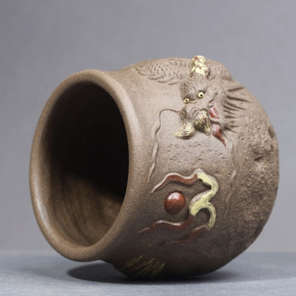 7.5CM Dragon Cup Handmade Embossed 3D Tea Cup Tea Set Ceramic Single Cup Tea Cup