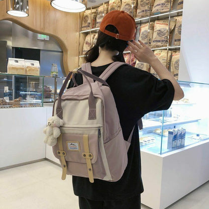 Backpack Women Large Capacity School Tote Rucksack Girls Patchwork Laptop Travel