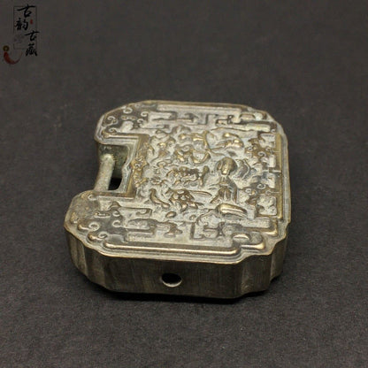 Vintage Style Brass Longevity Lock Wuzi Lianke Antique Inspired Copper Pendant
