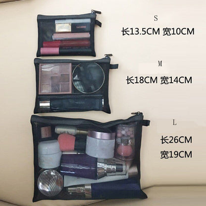 1PC Makeup Bag Cosmetics Mesh Black Pencil Case Women Tool Kit Bag Storage Pouch