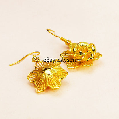 Hollowed out flower 24K Gilding YELLOW GP GOLD Earrings