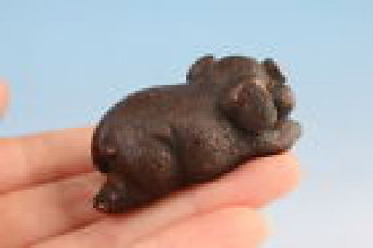 Chinese Lovely Bronze Pig Figure Statue Table Decoration Hand Piece Gift
