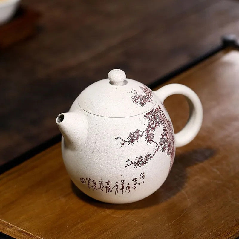 Yixing Tea Pot Handmade Dragon Egg Shape Purple Clay Teapot Beauty Kettle