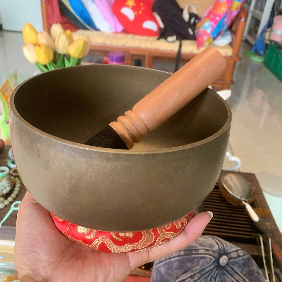 Japanese Style Brass Singing Bowl 17.5cm Meditation Bell Vintage 1180g