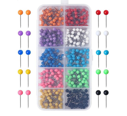 Message Board Pushpin 500Pcs Multicolor Metal Decorative Bulletin Map Thumbtacks