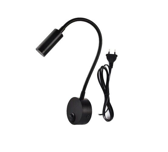 Wall Lamp 3W Aluminum Black Silver Home Hotel Loft Bedside Reading Book Lighting