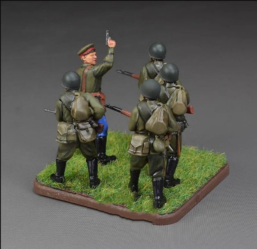 Handmade 1/72 WWII Soviet Infantry 5 Soldiers Model