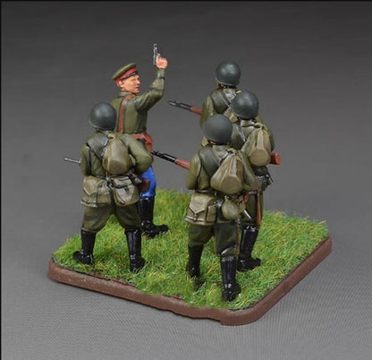 Handmade 1/72 WWII Soviet Infantry 5 Soldiers Model