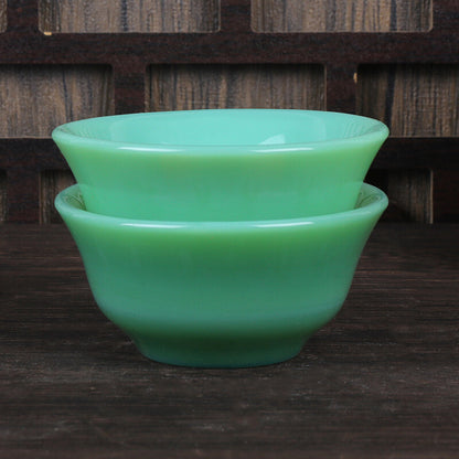 Collection Tea Set Jade Porcelain Small Tea Bowl Emerald Green Cup