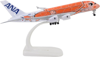 1:400 18cm A380 ANA Sea Turtle Metal Airplane Model Plane Toy Plane Model Orange
