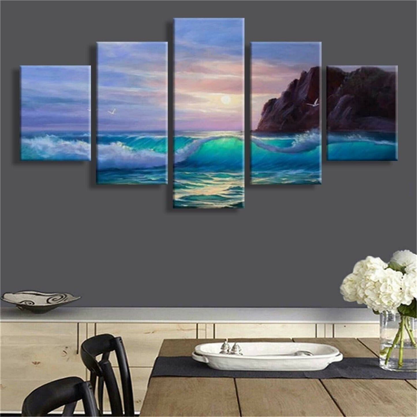 Seascape 5 Pieces Poster and Print Wall Art for Living Room Home Decor Unframed