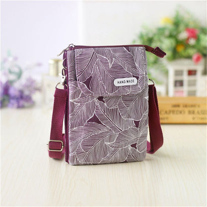 5-layer Mobile Phone Bag Tote Case Shoulder Purse Pouch Wallet Purple Gray Blue