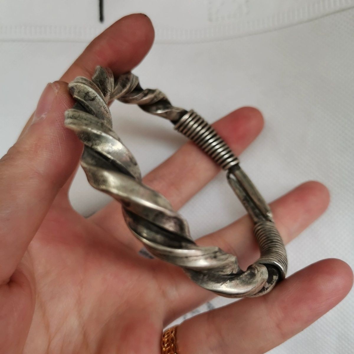 Ethnic Twist Bangle Unisex 45g Vintage Tibetan Silver Braided Jewelry