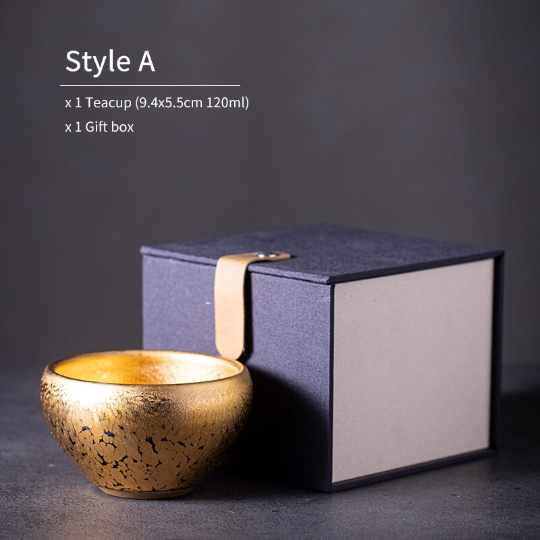 Gold Ceramic Tea Cup Chinese Tea Cups with Gifts Box 120ml