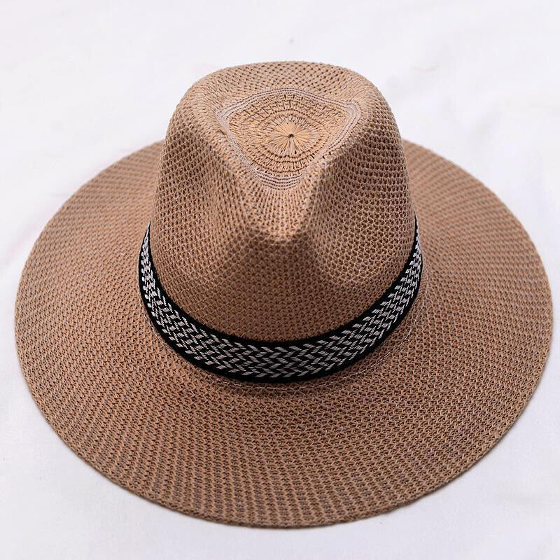 Men Women Straw Jazz Fedora Hat Trilby Cuban Sun Cap Panama Short Brim Summer*US
