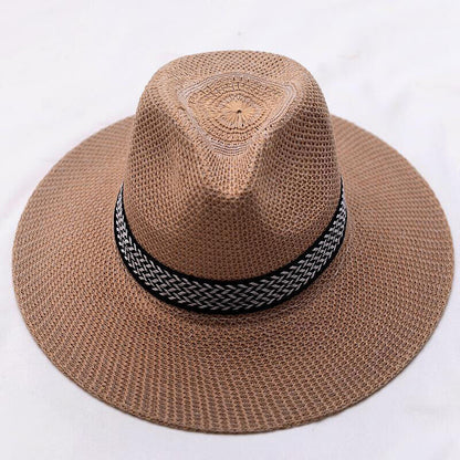 Men Women Straw Jazz Fedora Hat Trilby Cuban Sun Cap Panama Short Brim Summer*US