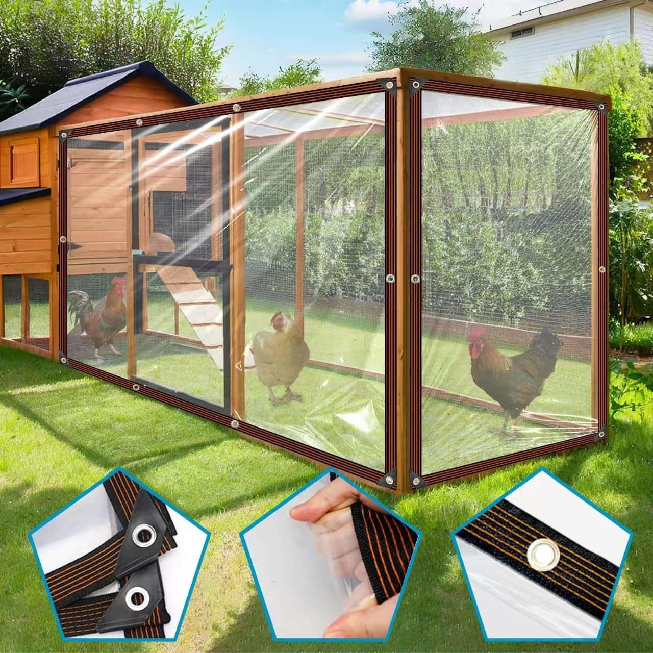 Clear Tarps Heavy Duty Waterproof - 8X10Ft Clear Plastic Tarp with Grommets Tran