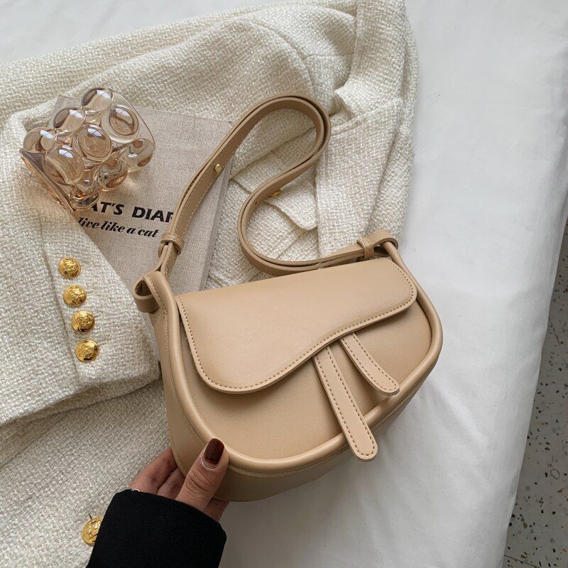 Mini Leather Flap Crossbody Bag Spring Handbag Solid Color Shoulder Bags Purses