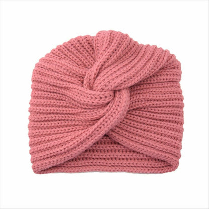 Turban Hats Women Knitted Cashmere Cross Wrap Head Hat Wool Knitting Bonnet Cap