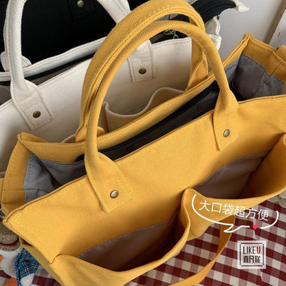 Shopping Bag Handbag Cotton Canvas Shoulder Tote Messenger Bag 32*12*27 Cm Purse