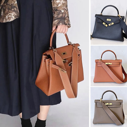 25/28) Real Leather Small Flap Briefcase Tote Shoulder Bag Purse Handbag Fashion