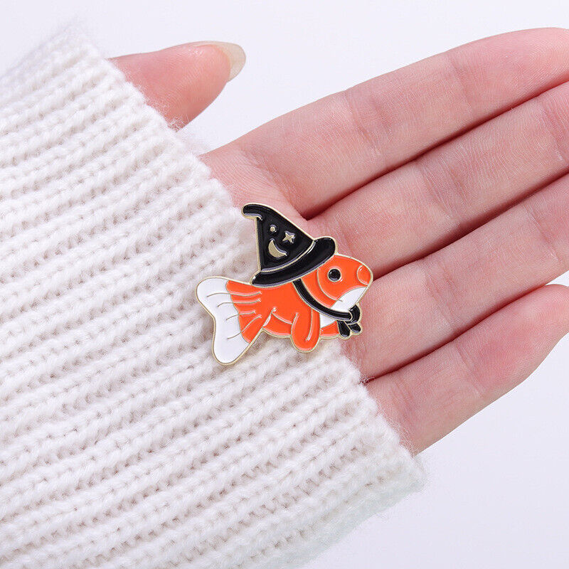 Creative Brooch Enamel Lapel Pin Fashion Badge Pin Charms Fish Hat Brooches Gift