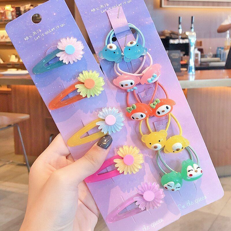 Hair Bands 10/20 Pcs/Bag Shiny Flowers Baby Scrunchies Rubber Kids Accessories