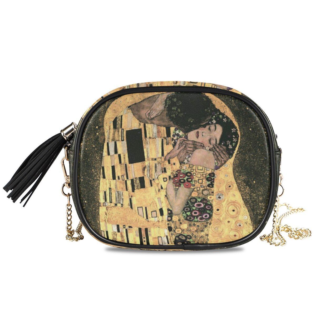 Small Shoulder Bag Retro Synthetic Leather Oil Painting Handbag Purse Crossbody