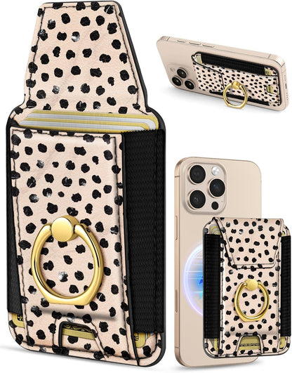Compatible with Magsafe Wallet with Ring Grip Magnetic Card Holder - Cute Phone