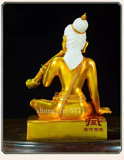 8.3" Brass Padampa Sangye Pha Dhampa Sangye Buddha Statue Gold Coating Decor
