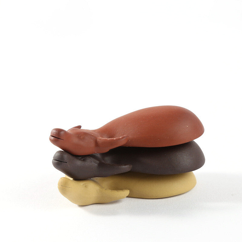 Small Buffalo Yixing Zisha Purple Clay Tea Pet House Table Decoration Tea Play