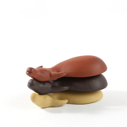 Small Buffalo Yixing Zisha Purple Clay Tea Pet House Table Decoration Tea Play