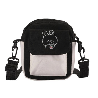 Contrast Color Canvas Crossbody Shoulder Messenger Bag Casual Handbag Flap Purse