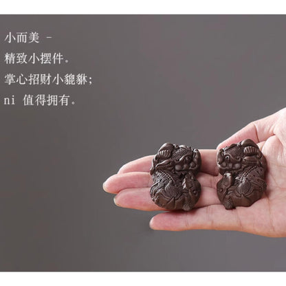 Chinese Handmade Pixiu Purple Sands Tea Pet 6cm Tea Play Tea Tray Accessories