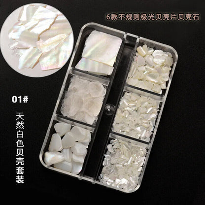 Nail Art Charms Flakes Abalone 3D Irregular Slice Shell Stone DIY Manicure Decor