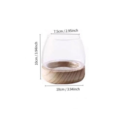 Fish Tanks Transparent Glass Wooden Tray Circular Office Small Goldfish Aquarium