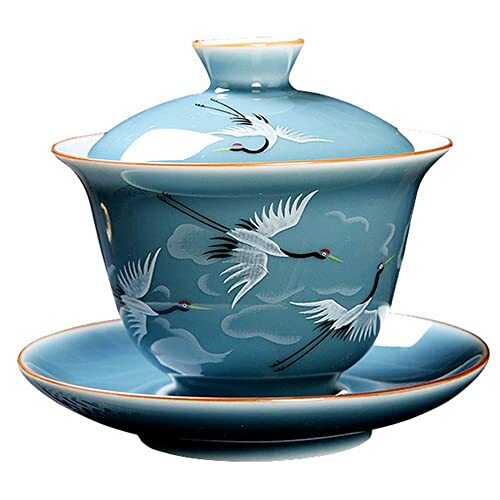 150ml Ceramics Hand Painted Crane Gaiwan Teaware Teapot Tea Cup Tureen Tea Set