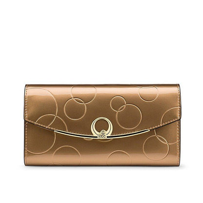 Long Wallet Fashion Purse Leather Red/Gold/Blue Clutch 3.5*10*19CM Polyester Bag