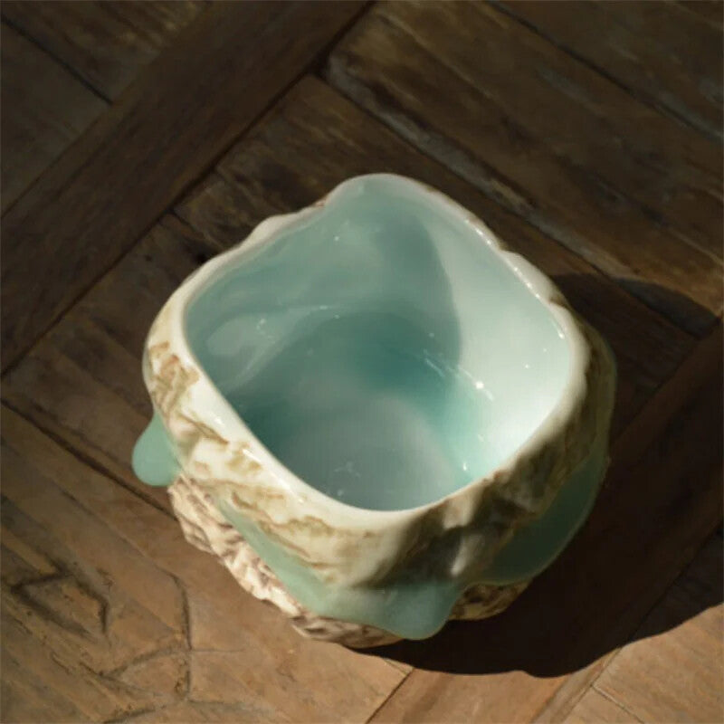 Celadon Imitation Stone Teacup Ceramic Kung Fu Small Tea Bowl Creative Handmade