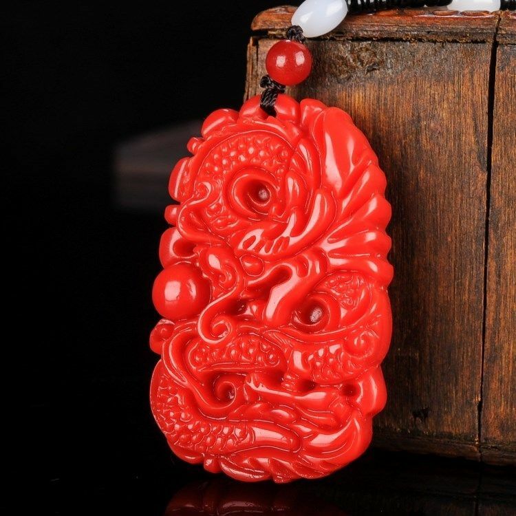 Natural red jade pendant Necklace jewelry Men Women Gifts dragon Amulet jade