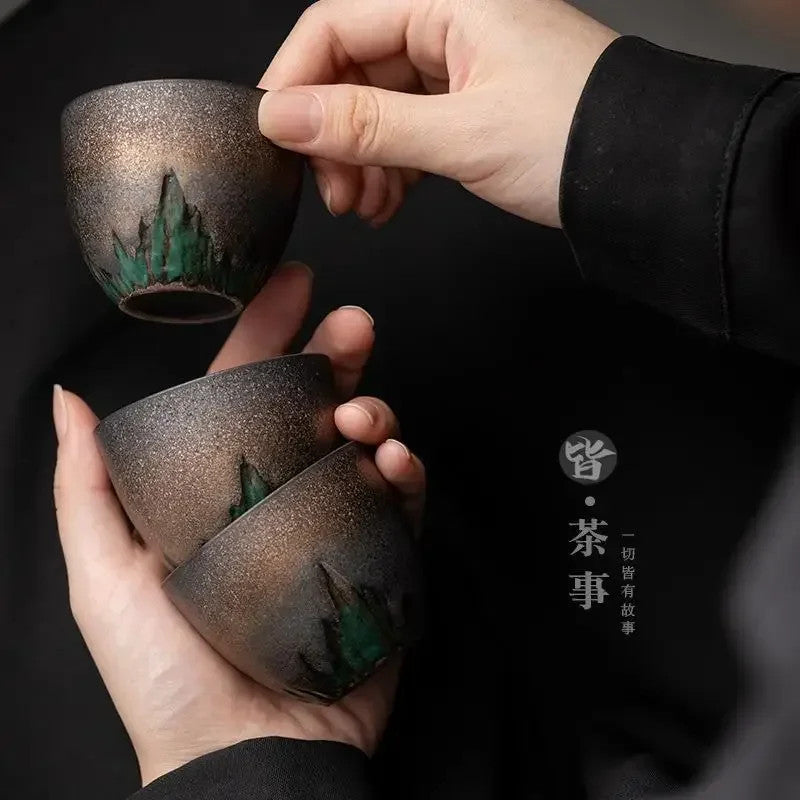 80ml Retro Gilding Ceramic Teacup Tea Tasting Cup Master Cup Kung Fu Teaware