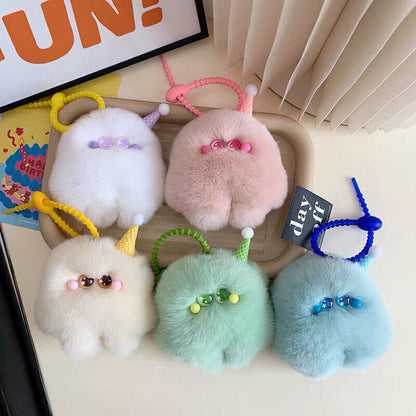 Cute Imitation otter Rabbit Hair Pendant Car Key Chain Bag Accessries Gifts