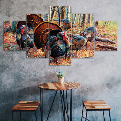 Turkey Wildlife Turkeys Animals Canvas Prints Painting Wall Art Home Decor 5PCS