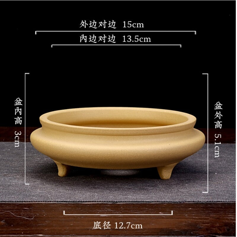 6" Zisha Flower Pot Desktop Round Bonsai Pot Succulent Calamus Pot For Tea Tray