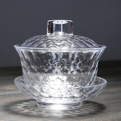 Japanese Style Glass Teaware Gaiwan Tureen Cup Bowl Kungfu Tea Set with Saucer