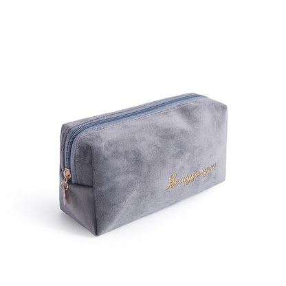 Cosmetic Bag Soft Velvet Make Up Storage Toiletry Package Travel Organizer Pouch
