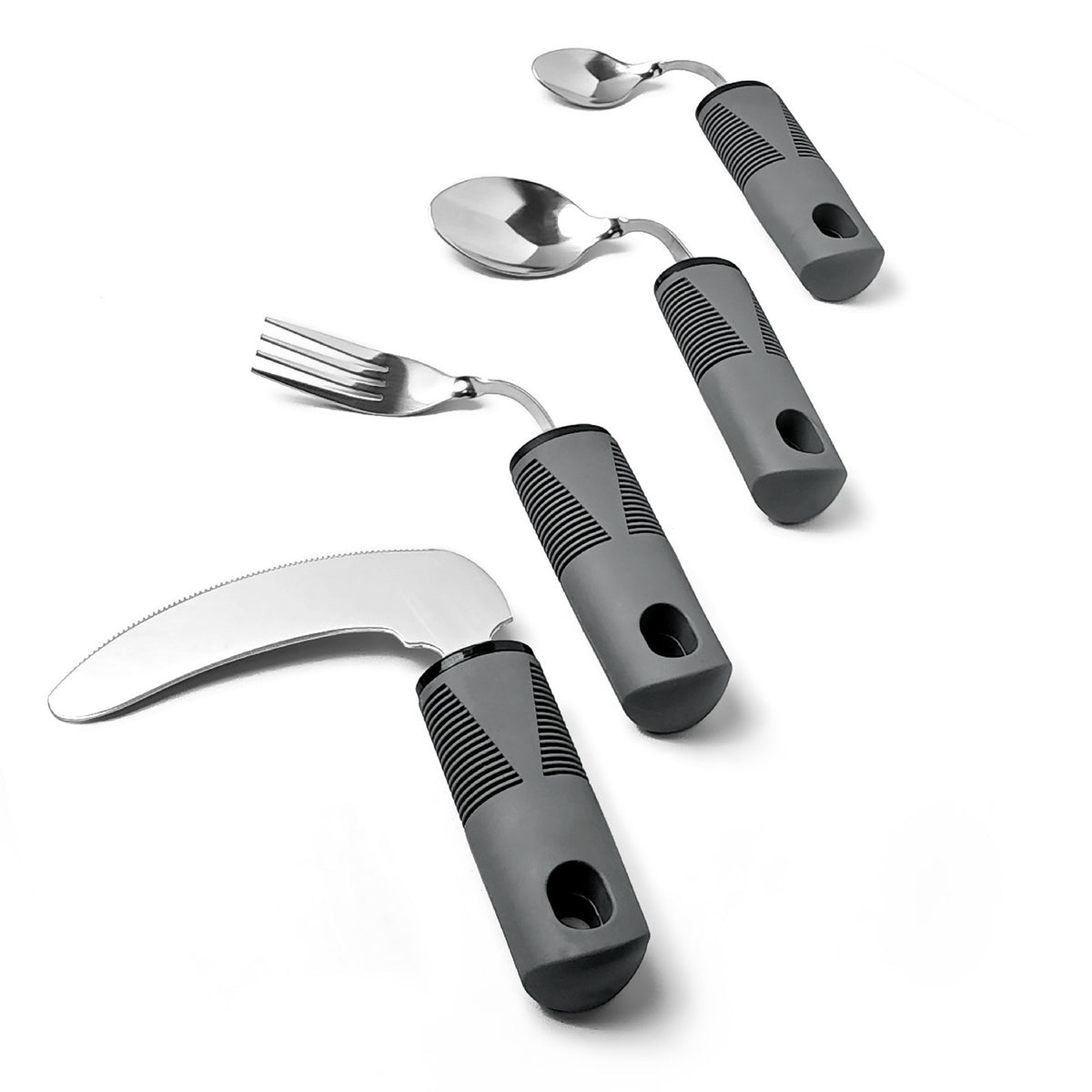 Adaptive Cutlery Set 4-Piece with Widened Non-Slip Handles for Hand Tremors