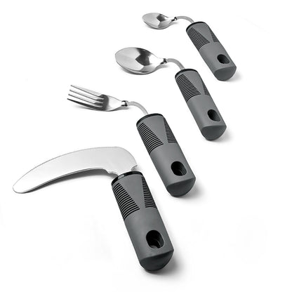 Adaptive Cutlery Set 4-Piece with Widened Non-Slip Handles for Hand Tremors