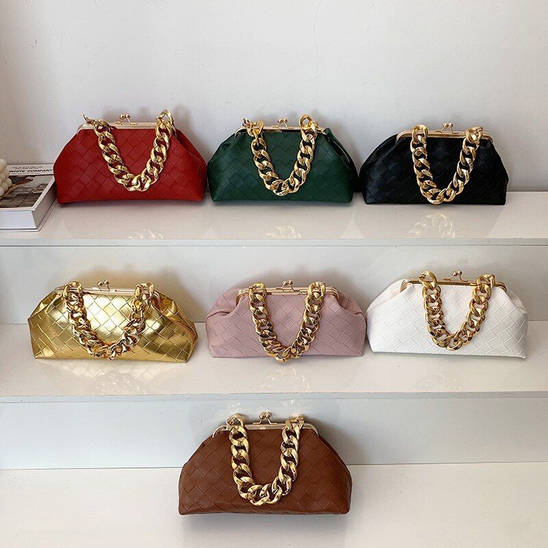Shoulder Bag Leather Crossbody Bag Luxury Handbags Thick Chain Cloud Clutch Bags