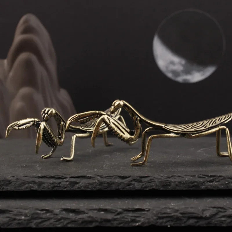 7.5cm Brass Mantis Ornament Figurines Decorations Tea Pet Feng Shui Collectible